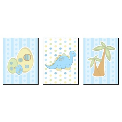 Big Dot of Happiness Baby Boy Dinosaur - Dino Nursery Wall Art and Kids Room Decorations - Gift Ideas - 7.5 x 10 inches - Set of 3 Prints