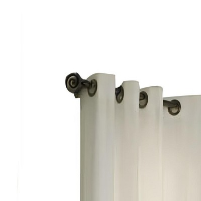 White Polyester Light-Filtering Grommet Curtain Panel with Lace Detail
