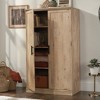 Sauder Aspen Post 2 Door Storage Cabinet Prime Oak: Farmhouse Style, 4 Adjustable Shelves, MDF Laminate Finish - image 3 of 4