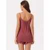 cheibear Women's Loungewear Solid Color Ruffle Trim Camisole Tops with Shorts Pajama Sets - 3 of 4