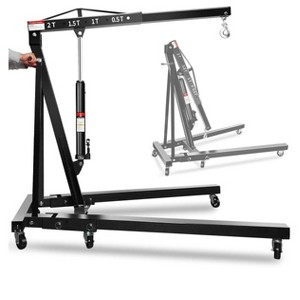 2-Ton Hydraulic Shop Crane Folding Engine Hoist with Lever,4400Lbs Capacity w/6 Steel Casters-Heavy-Duty Portable Car Lift for Truck Engines(168lbs) - 1 of 4