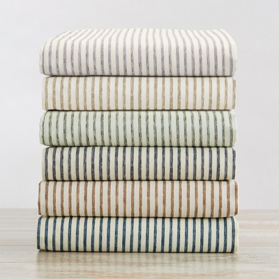 Seafoam Striped King Size Microfiber Sheet Set