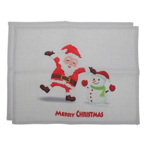 Unique Bargains Christmas Place Mats Linen Red White 13 " x 17.7 " 2Pcs - 1 of 4