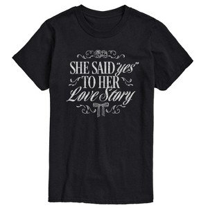 Women's - Instant Message - Yes To Her Love Story Short Sleeve Graphic T-Shirt - 1 of 4