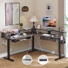 60" L-Shaped Corner Gaming Desk with 2 Drawers, Electric Standing Desk with Power Outlets & LED Lighting - 3 of 4