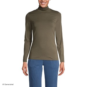 Lands' End Petite Lightweight Jersey Long Sleeve Turtleneck - X