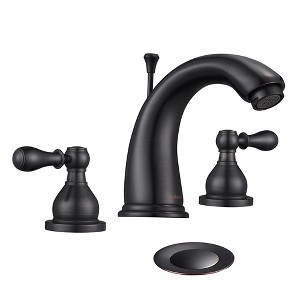 Yescom 3 Hole Bathroom Faucet Undermount Wall Mount Sink Faucet Widespread Mixer Taps w/Drain ORB Oil Rubbed Bronze - 1 of 4