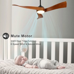 YAN Direct Current Fan With 3 Color Led Light,Indoor Ceiling Fan With Remote Reversible DC Motor And 3 Solid Wood Blades -The Pop Home - 1 of 4