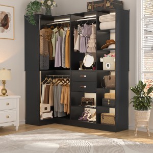 Besiost 71-In Corner Closet System Set with Wood Drawers, Freestanding Closet Organizer with - 1 of 4