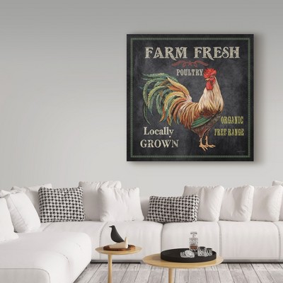 Farm Fresh Rooster Framed Canvas Art in 24" Square