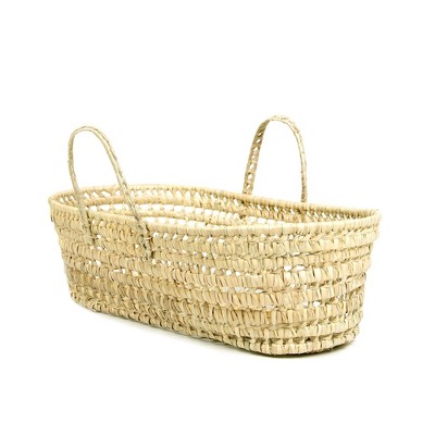 Tadpoles Palm Leaf Hand Woven Doll Moses Basket - 9" x 24" x 6"
