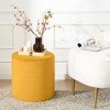 KINWELL Round Upholstered Pouf Ottoman Footrest - 2 of 4