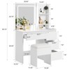 Jojoka Vanity Desk with Lighted Mirror, 3-Color LED Makeup Table with Charging Ports, Storage Stool, Drawers and Hair Dryer Holder,Modern Bedroom Set - 2 of 4