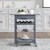 Wooakway 33.5"H Indoor Kitchen Island Trolley Serving Cart with Stainless Steel Marble Top Underneath Drawer Basket Wine Rack Lockable Casters - 4 of 4
