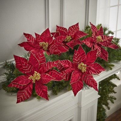 Brylanehome Set Of 5 Poinsettia Clips 0 Red Target