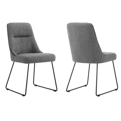 Set of 2 Quartz Fabric and Metal Dining Chairs Gray - Armen Living