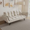 74'' Velvet 2-Seater Sofa with 2 Armrests, Adjustable Backrest, Plastic Legs and Convertible Bed - 4 of 4