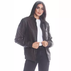 Members Only Women's Faux Leather Iconic Racer Jacket (Men's Cut) - X-Large, Dark Brown