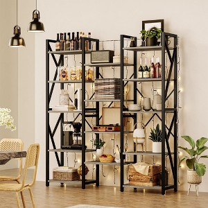 5 Tier Bookcase, Triple Wide Book Shelf for Living Room, 5 Shelf Bookcase for Living Room with 14 Open Book Shelves - 1 of 4