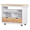 Mobile Two-Tier Kitchen Island with Rubberwood Surface, Ample Storage, Integrated Wine and Spice Shelves, Twin Drawers, and Three Open Sections - 2 of 4