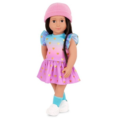 Our Generation Lovely Hearts Pink Hat &#38; Gradient Dress Outfit for 18&#34; Dolls