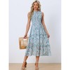 INSPIRE CHIC Women's Sleeveless Floral Ruffles Crew Neck Chiffon Smocked Sundresses - 4 of 4