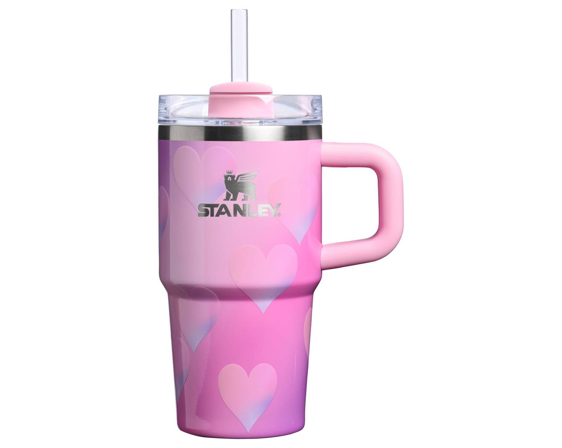 Stanley 20 oz Stainless Steel H2.0 Flowstate Quencher Tumbler Powder Pink Heart Gradient