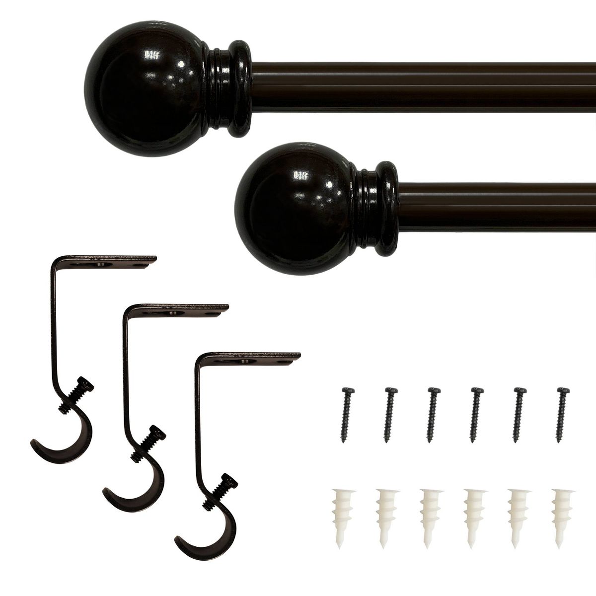 Ball Drapery Rod Set Brown - Lumi Home Furnishings - thumbnail 9