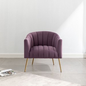 SEYNAR Modern Velvet Accent Chair,Round Upholstered Barrel Chair for Living Room - 1 of 4