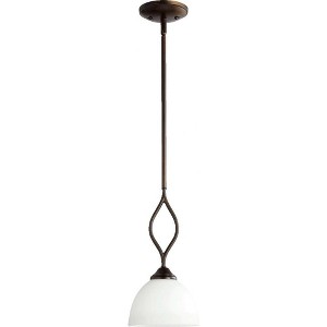 Quorum Lighting Brooks 1-Light Mini Pendant, Oiled Bronze, 7W, 14.5H, Stem Hanging, Dry Rated - 1 of 1