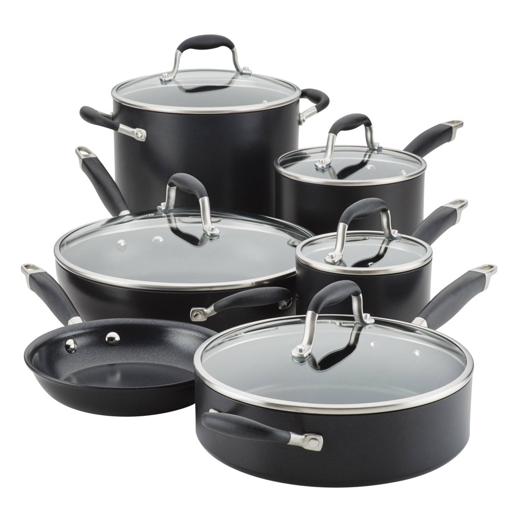 Anolon 11pc Advanced Home Hard Anodized Nonstick Cookware Set Onyx