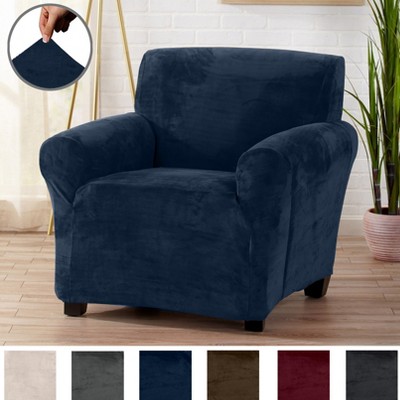 Great Bay Home Stretch Velvet-Plush Washable Chair Slipcover