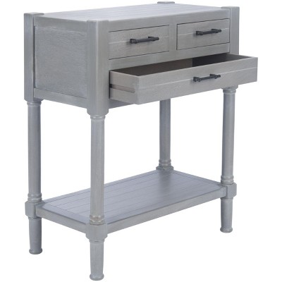Gray Pine and Steel Console Table with Storage