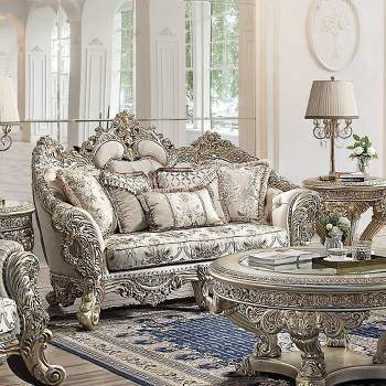 100" Danae Sofa Fabric, Champagne and Gold Finish - Acme Furniture