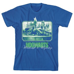 Harry Potter Hogwarts Castle Youth Boys Royal Blue T-Shirt - 1 of 2