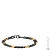 Steeltime Men's two tone stainless steel figaro chain bracelet. Color Options: Blue, Gold, Multi, Silver - 3 of 4
