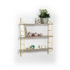 Wall Mounted Rustic Decorative Hanging 3 Tier Metal Bracket Shelf for Books and Collectibles, Oak/Yellow - 2 of 4