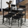 Set of industrial dining table for 4 people, compact rustic kitchen table with 4 upholstered chairs, set of furniture for breakfast or apartments - 2 of 4