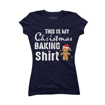Junior's Design By Humans Gingerbread Christmas Baking Shirt By shirtpublic T-Shirt