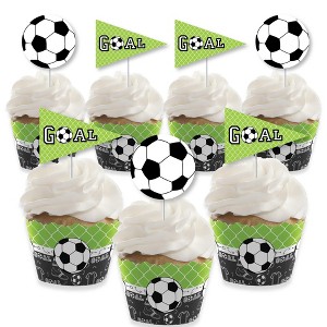 Big Dot of Happiness GOAAAL! - Soccer - Cupcake Decoration - Baby Shower or Birthday Party Cupcake Wrappers and Treat Picks Kit - Set of 24 - 1 of 4