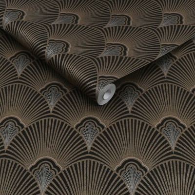 Sublime Art Deco Black and Gold Vinyl Wallpaper Roll