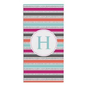 Personalization Mall Hot Pink Pattern Initial Beach Towel - 1 of 2