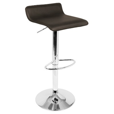 Contemporary Adjustable Swivel Barstool in Brown Leatherette