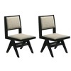 Royal Hampton Side Dining Chair Set of 2, Inverted Angled Legs, Black Wood, Gray Fabric - 2 of 4