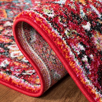 Vintage Red and Multi Synthetic Runner Rug - 2'3" x 16'