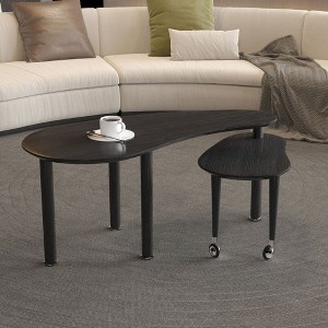 FONTOI Contemporary Rotatable Cocktail Table, 360 Rotating Coffee Table Sintered Stone Tabletop Living Room Bedroom Office Home, Black, 52"*26.4"*5.7" - 1 of 4