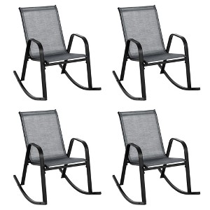 Tangkula 4pcs Patio Rocking Chair Heavy-Duty Metal Rocker Outdoor Anti-Slip Gray - 1 of 4