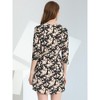 Allegra K Women's Button Front Floral Print Split Neck 3/4 Sleeves Mini Dresses - 4 of 4