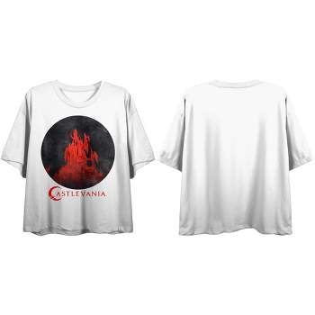 Castlevania Castle Circle Graphic Women's White Cropped Tee