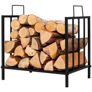 Tangkula Firewood Log Rack Indoor & Outdoor Firewood Holder with Convenient Handle and Raised Feet Heavy Duty Firewood Storage Holder for Fireplace
